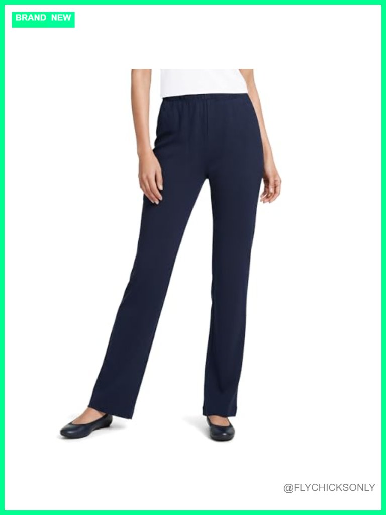 Relaxed Fit High Rise Pull-On Knit Pants - Soft Cotton Elastic Waist